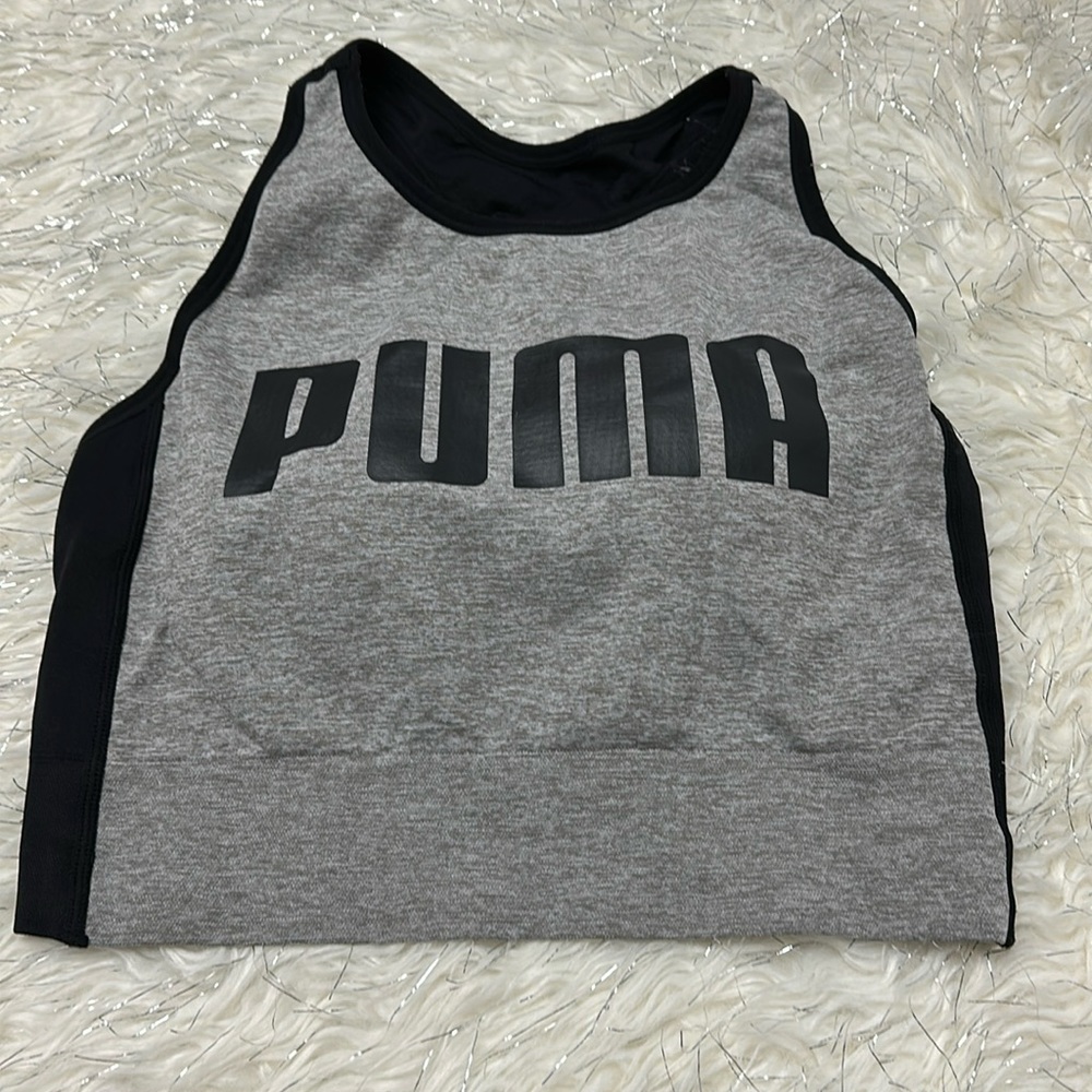 Puma Gray and Black Sports Bra Tank Top